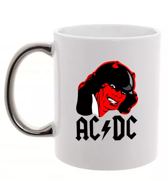 Чашка с цветной ручкой Ангус Янг Серебро фото