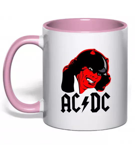 Чашка с цветной ручкой Ангус Янг Нежно розовый фото