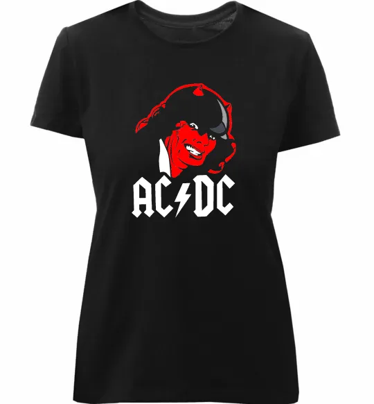 Женская премиум футболка Ангус Янг Черный фото