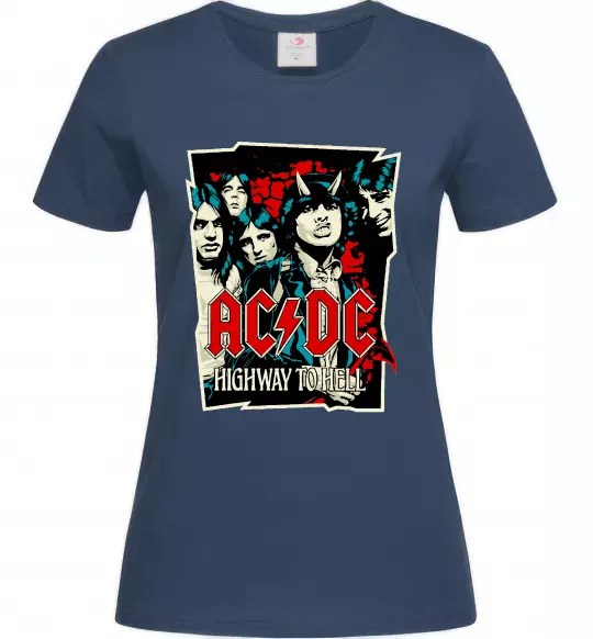 Жіноча футболка Highway to hell Темно-синій фото