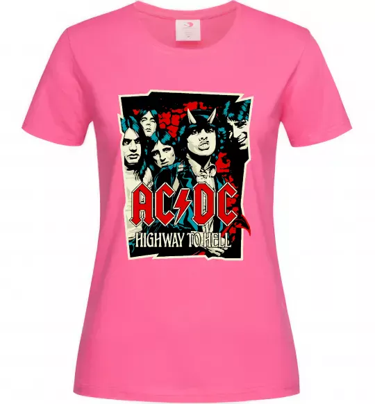 Жіноча футболка Highway to hell Яскраво-рожевий фото