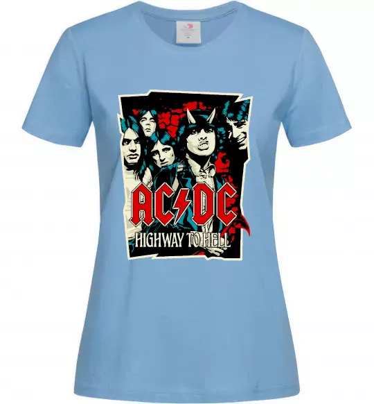 Жіноча футболка Highway to hell Блакитний фото