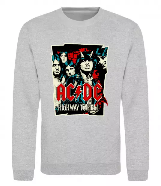 Свитшот Highway to hell Серый меланж фото