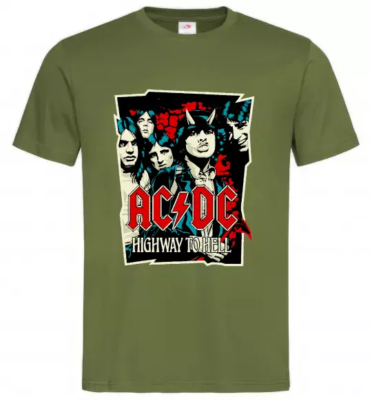 Чоловіча футболка Highway to hell Оливковий фото