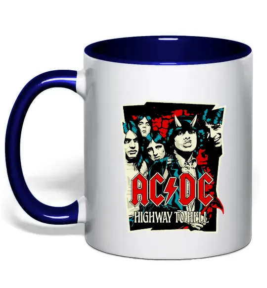 Чашка з кольоровою ручкою Highway to hell Глибокий темно-синій фото