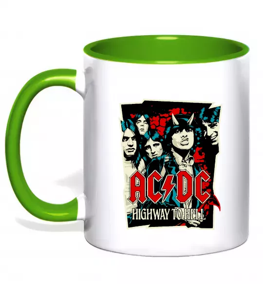 Чашка з кольоровою ручкою Highway to hell Зелений фото