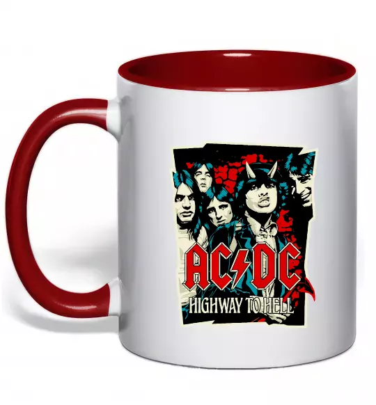 Чашка з кольоровою ручкою Highway to hell Червоний фото