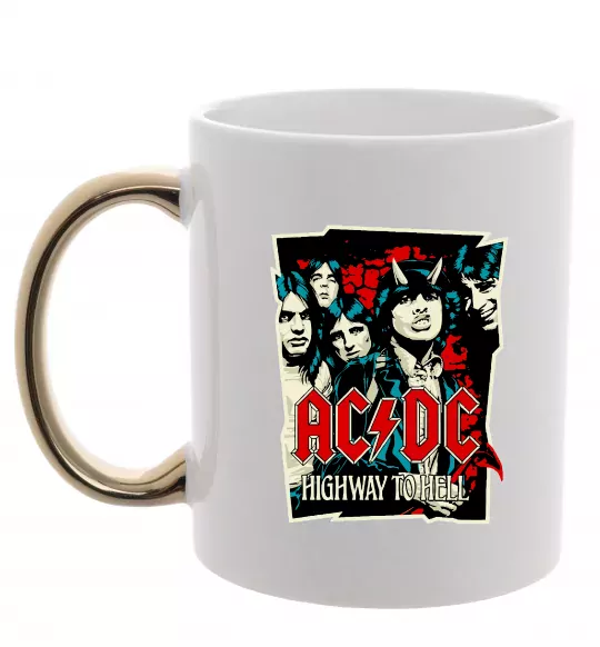 Чашка з кольоровою ручкою Highway to hell Золото фото