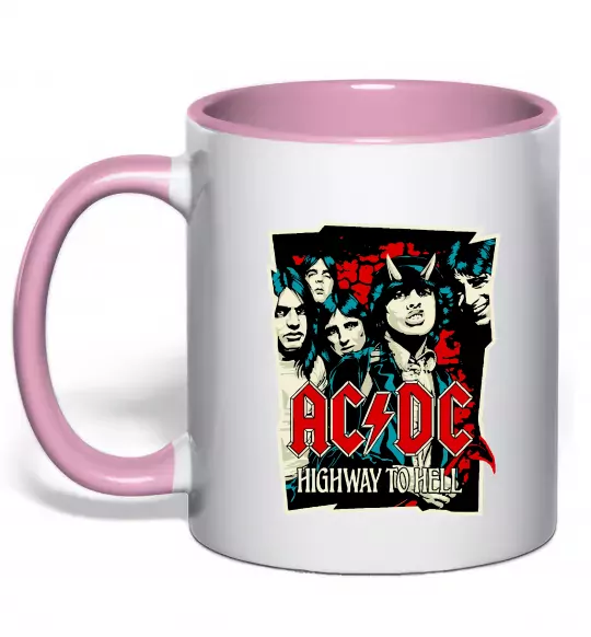 Чашка з кольоровою ручкою Highway to hell Ніжно рожевий фото