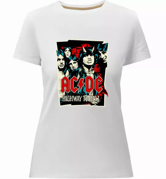 Женская премиум футболка Highway to hell Белый фото