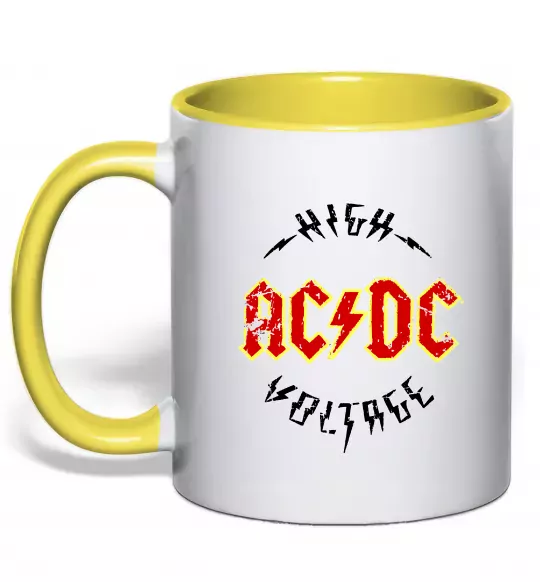 Чашка с цветной ручкой High voltage Солнечно желтый фото