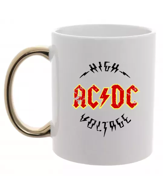 Чашка с цветной ручкой High voltage Золото фото