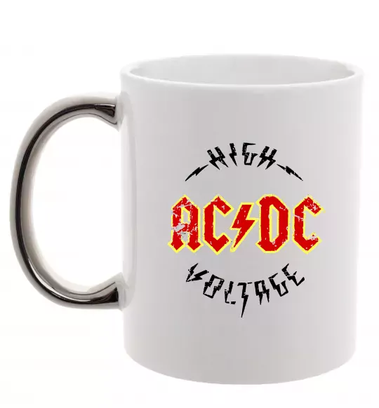 Чашка с цветной ручкой High voltage Серебро фото