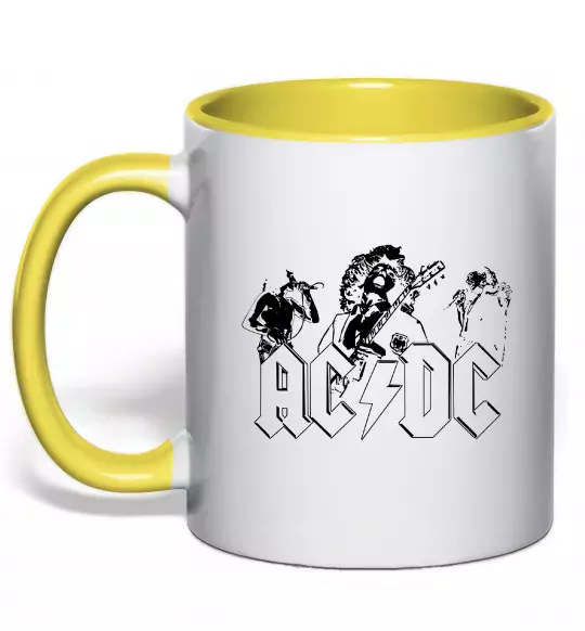 Чашка с цветной ручкой AC/DC група Солнечно желтый фото