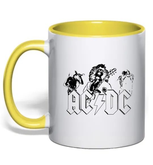 Чашка з кольоровою ручкою AC/DC група Лимонний фото