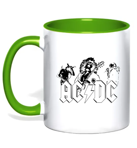 Чашка з кольоровою ручкою AC/DC група Лаймовий фото