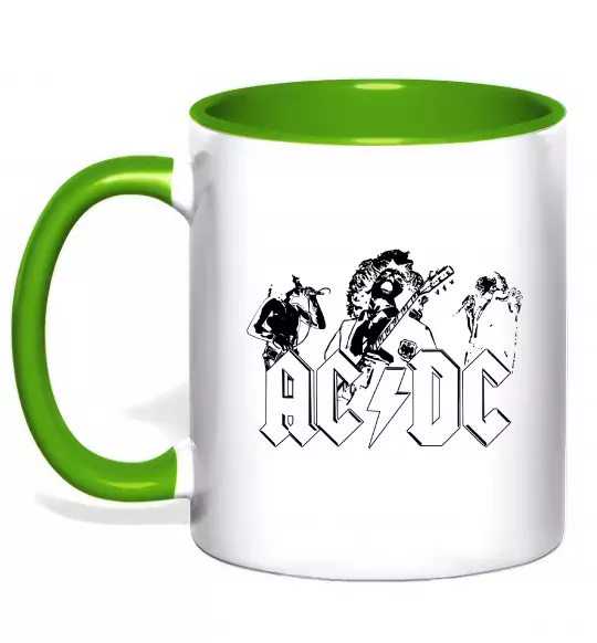 Чашка с цветной ручкой AC/DC група Зеленый фото