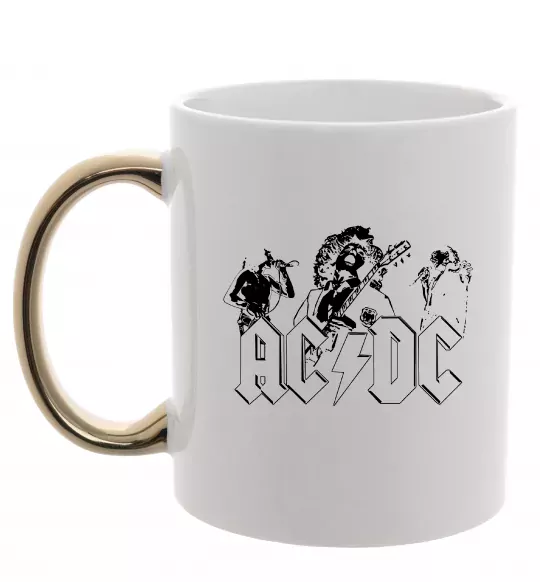 Чашка с цветной ручкой AC/DC група Золото фото