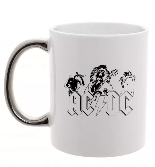Чашка с цветной ручкой AC/DC група Серебро фото