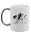 Чашка с цветной ручкой AC/DC група Серебро фото
