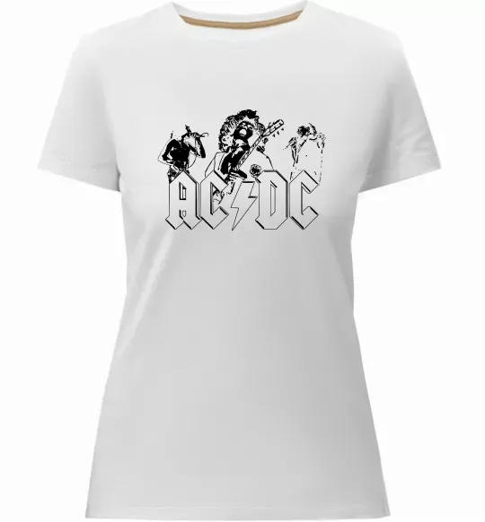 Женская премиум футболка AC/DC група Белый фото