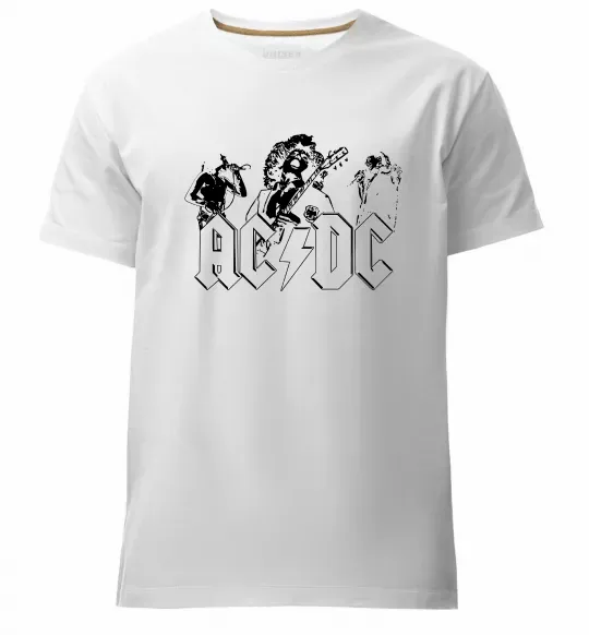 Мужская премиум футболка AC/DC група Белый фото