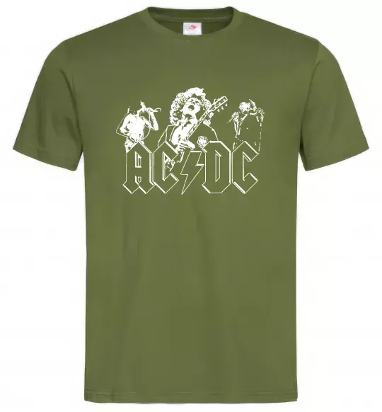 Мужская футболка AC/DC група Оливковый фото