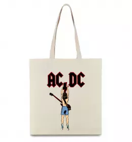 Эко-сумка AC/DC print Бежевый фото