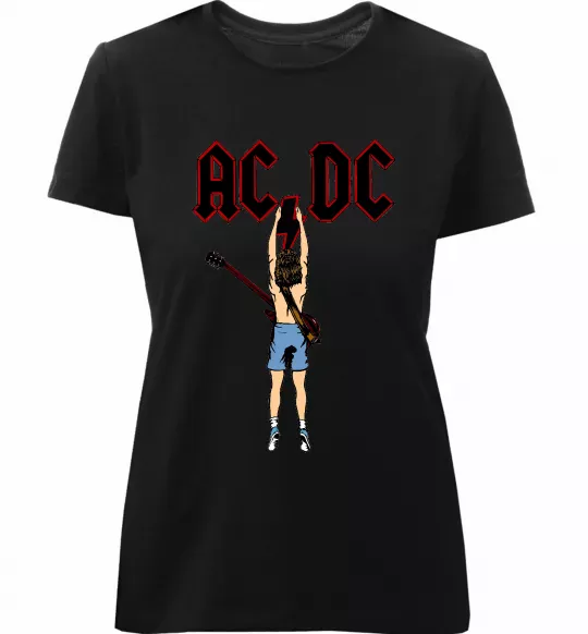 Женская премиум футболка AC/DC print Черный фото