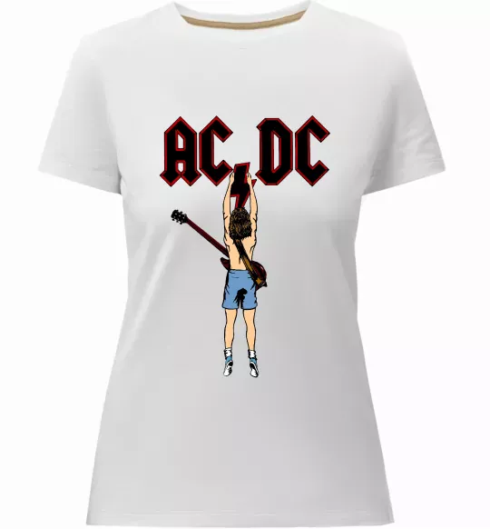 Женская премиум футболка AC/DC print Белый фото