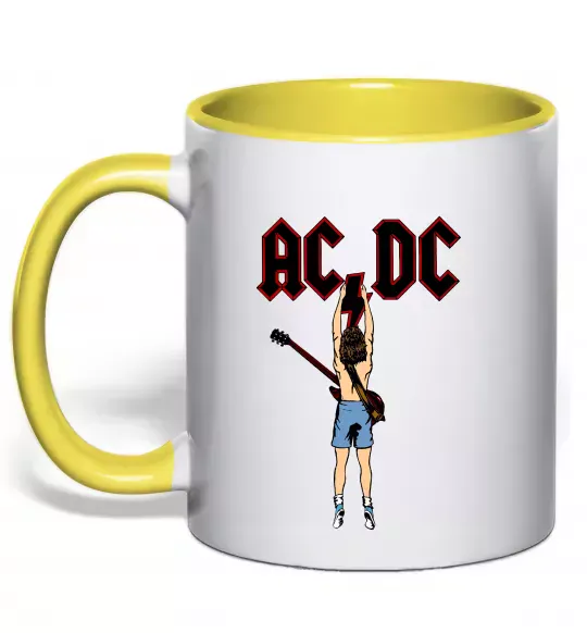 Чашка с цветной ручкой AC/DC print Солнечно желтый фото