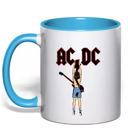 Чашка с цветной ручкой AC/DC print Голубой фото