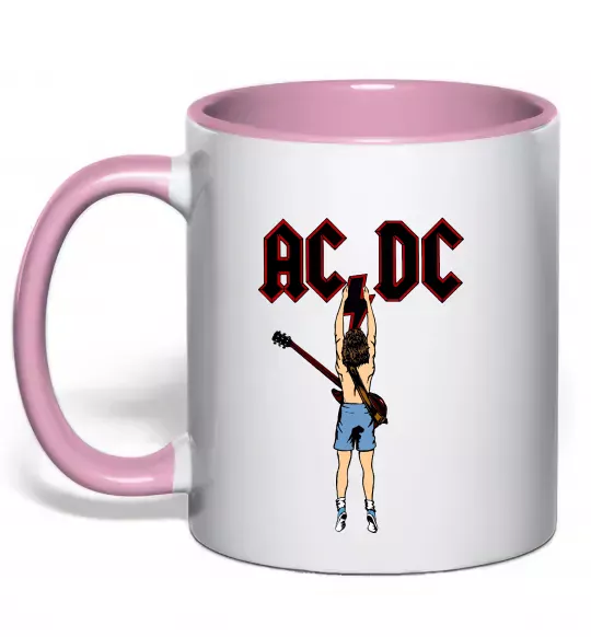 Чашка с цветной ручкой AC/DC print Нежно розовый фото