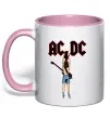 Чашка с цветной ручкой AC/DC print Нежно розовый фото