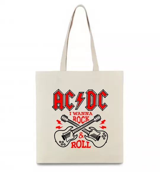 Эко-сумка I wanna rock AC/DC Бежевый фото