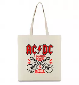 Эко-сумка I wanna rock AC/DC Бежевый фото