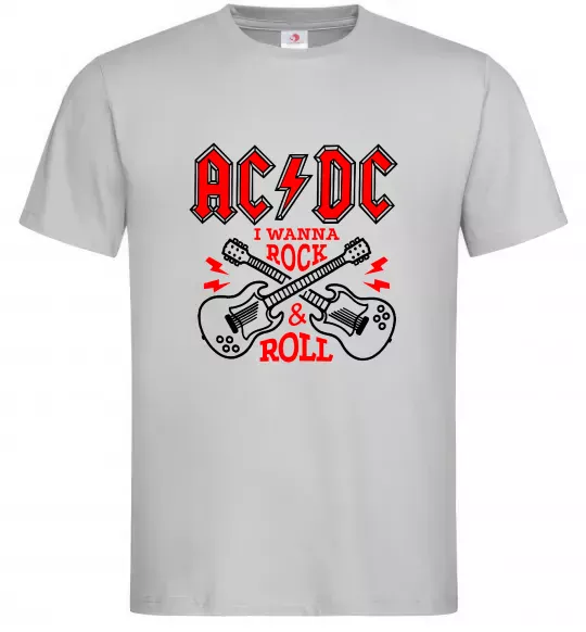 Мужская футболка I wanna rock AC/DC Серый фото