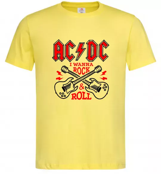 Мужская футболка I wanna rock AC/DC Лимонный фото
