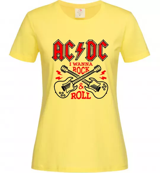 Женская футболка I wanna rock AC/DC Лимонный фото