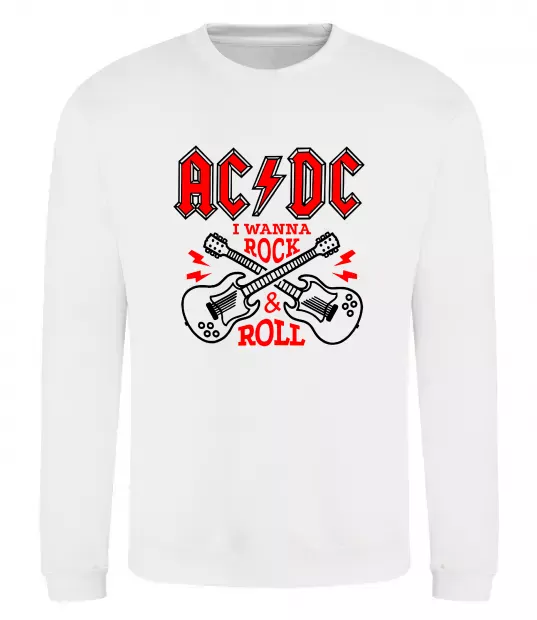 Свитшот I wanna rock AC/DC Белый фото