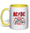 Чашка с цветной ручкой I wanna rock AC/DC Солнечно желтый фото