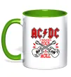 Чашка з кольоровою ручкою I wanna rock AC/DC Лаймовий фото