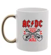Чашка с цветной ручкой I wanna rock AC/DC Золото фото