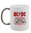 Чашка с цветной ручкой I wanna rock AC/DC Серебро фото