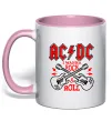 Чашка с цветной ручкой I wanna rock AC/DC Нежно розовый фото