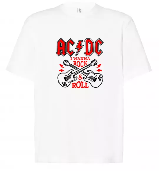Футболка Оверсайз I wanna rock AC/DC Білий фото