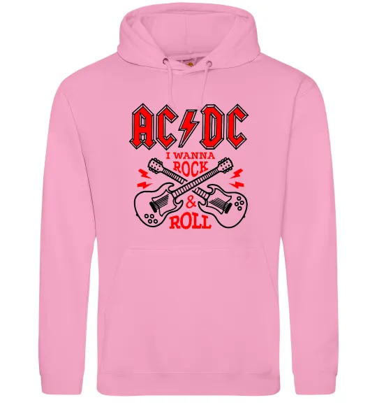Чоловіча толстовка (худі) I wanna rock AC/DC Рожевий фото