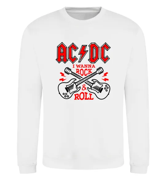 Свитшот I wanna rock AC/DC Белый фото