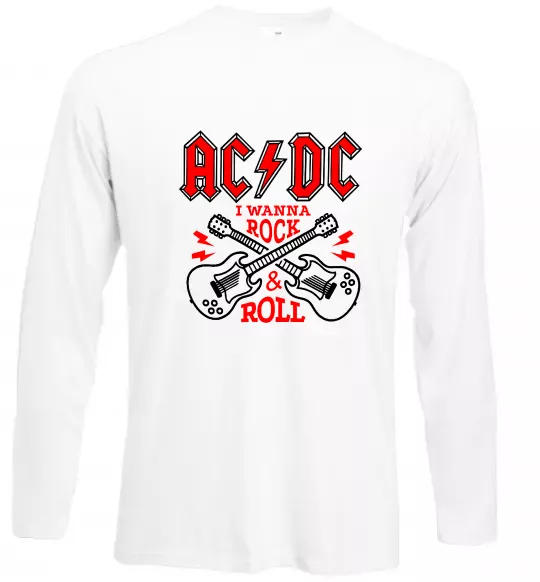 Лонгслів I wanna rock AC/DC Білий фото