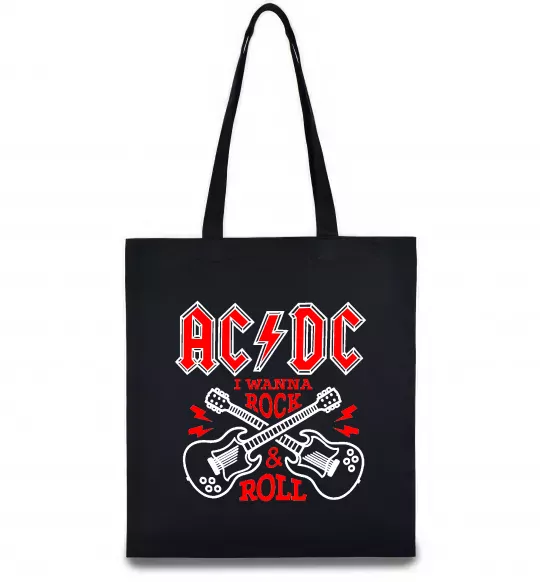 Эко-сумка I wanna rock AC/DC Черный фото